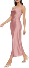 Women's Long Slip Satin Silk Midi Dress