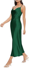 Women's Long Slip Satin Silk Midi Dress