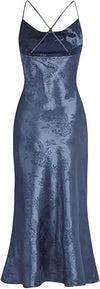 Women's Long Slip Satin Silk Midi Dress