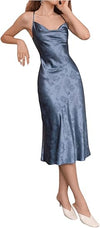 Women's Long Slip Satin Silk Midi Dress