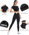 2 Piece Short Sleeve Outfits for Women Seamless Crop Tops Set for Women Workout Set
